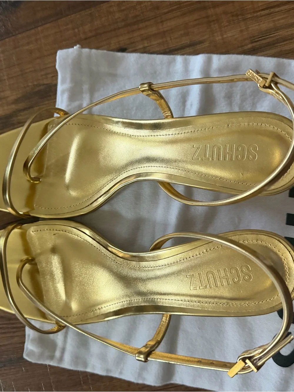 SCHUTZ Heloise Sandals Gold Metallic size 9